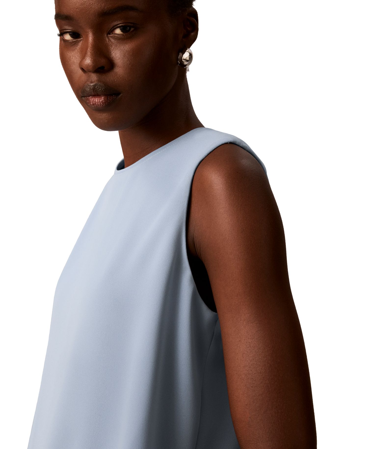 Women's Crewneck Sleeveless Side-Slit Top