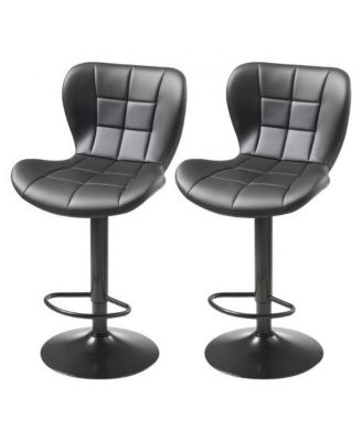 Set of 2 Adjustable Swivel PU Leather Counter Bar Stools