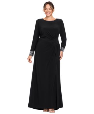 Plus Size Wedding Guest Bedazzled-Wrist-Cuff Gown
