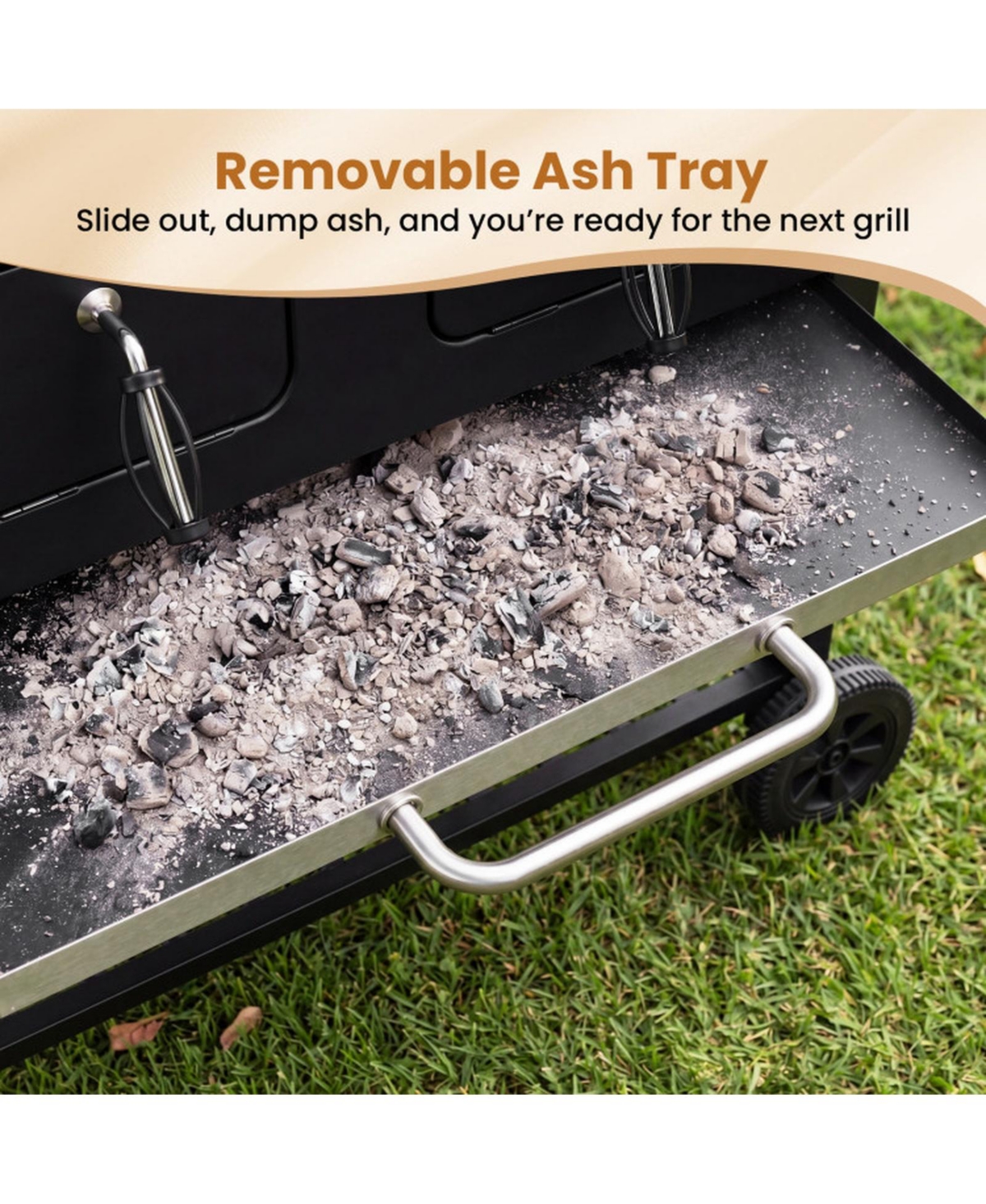 Hongge 752 Square Inches Charcoal Grill with Lifting Charcoal Trays Folding Side Tables and Wheels
