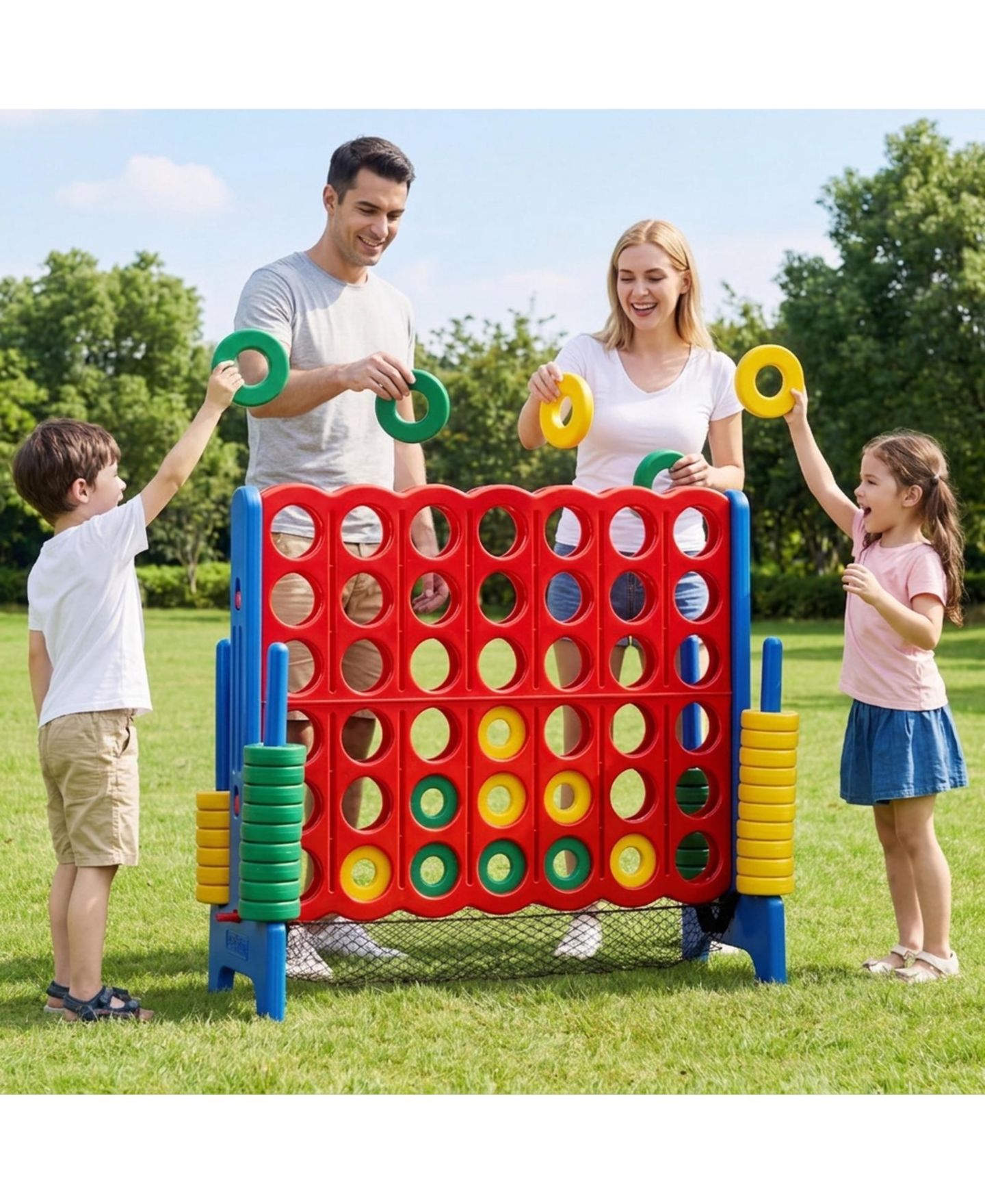 Детские игрушки HONGGE Giant 4-to-Score 42 Two-Color Rings Floor Game, Ages 3+, цвет: Красный — фото 2