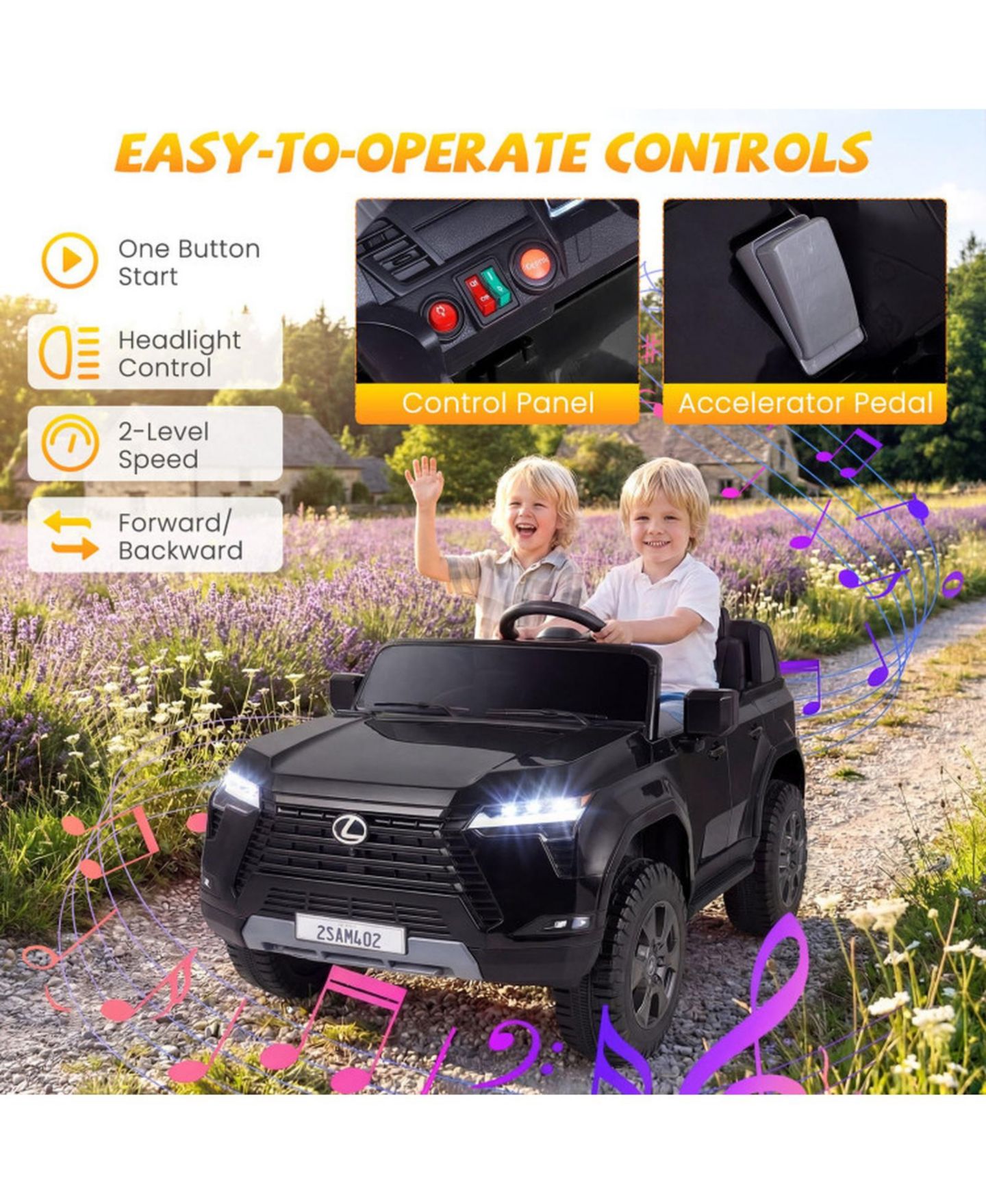 Детская игрушка HONGGE 24V Licensed Kids Ride-On SUV with 4WD Parent Remote and Spring Suspension, цвет: Чёрный — фото 5