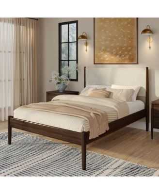 Harbor Full Bed with Upholstered Headboard, Swiss Coffee