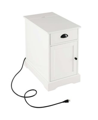 1PC Side End Table Nightstand with Charging Station Storage for Living Room Bedroom