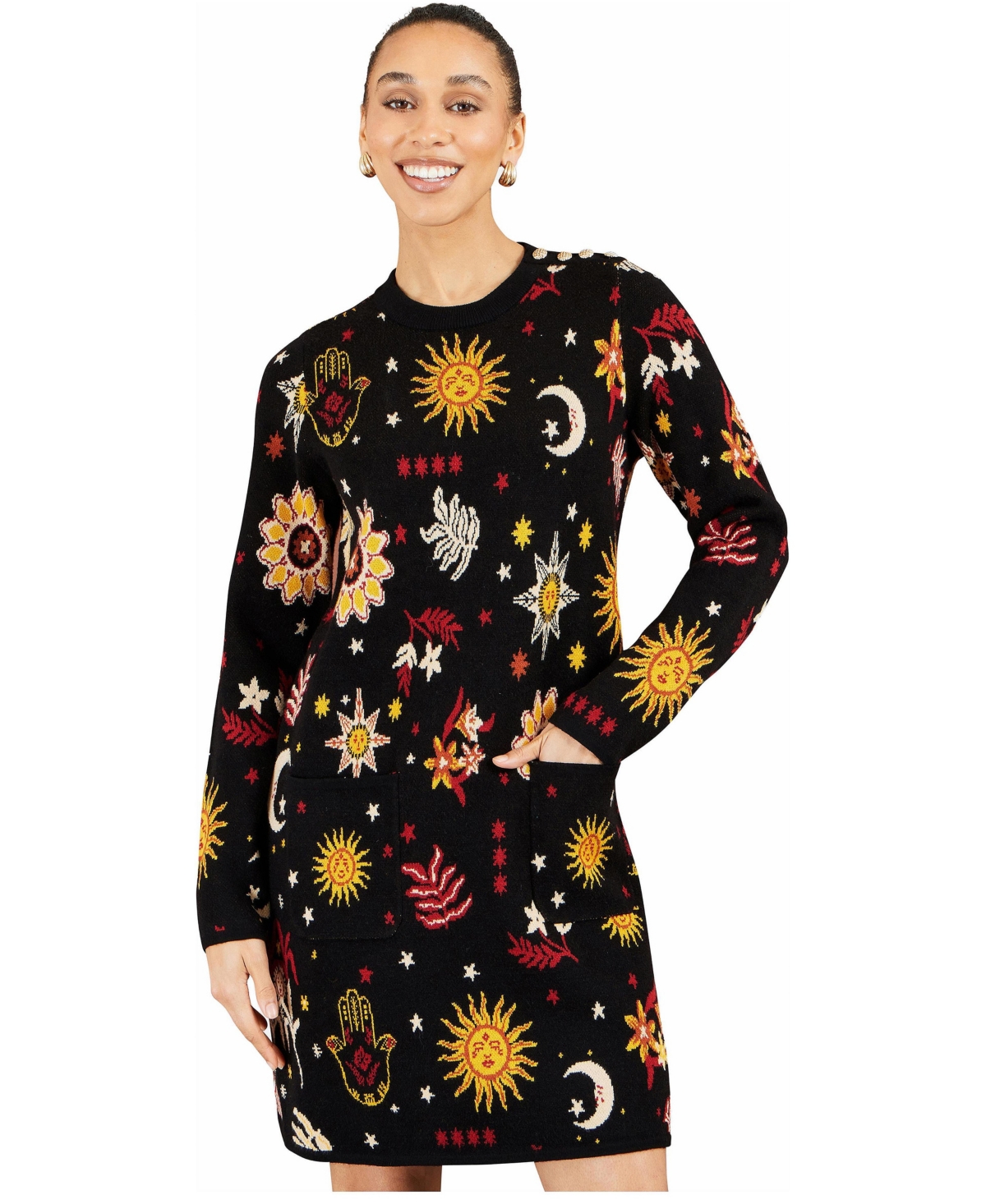 Yumi Women's Cosmic Intarsia Knitted Dress