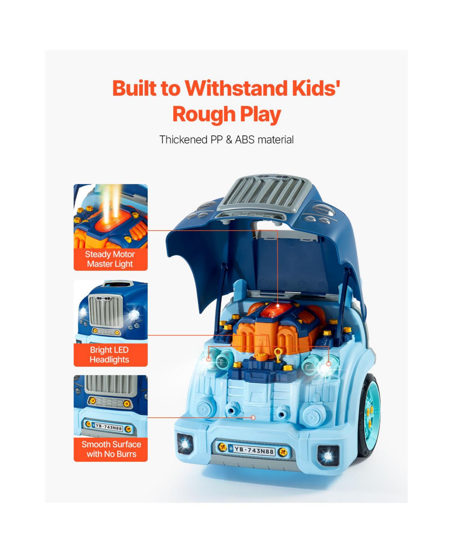 Детский игровой набор HONGGE Mechanic Engine Repair Electric Screwdriver 60-Piece Playset, Ages 3+, цвет: Синий — фото 6