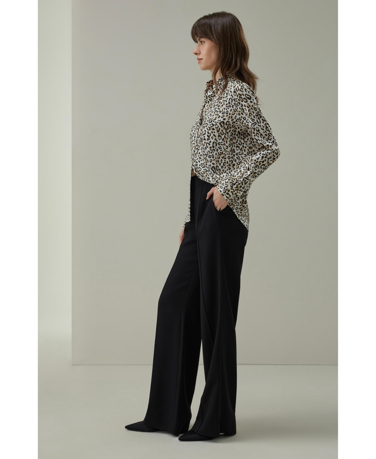 Lilysilk Women's Long-Sleeve Leopard-Print Silk Blouse