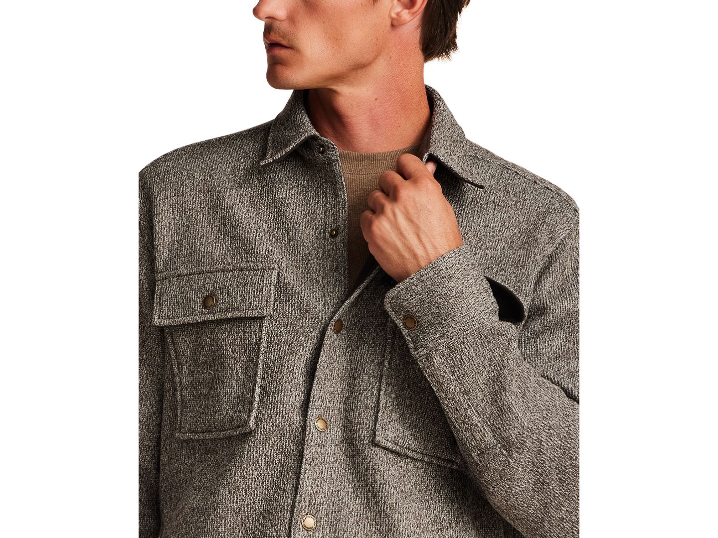 Мужская куртка Weatherproof Vintage Mixy Knit Snap-Front Shirt Jacket, цвет: Шоколадный — фото 4