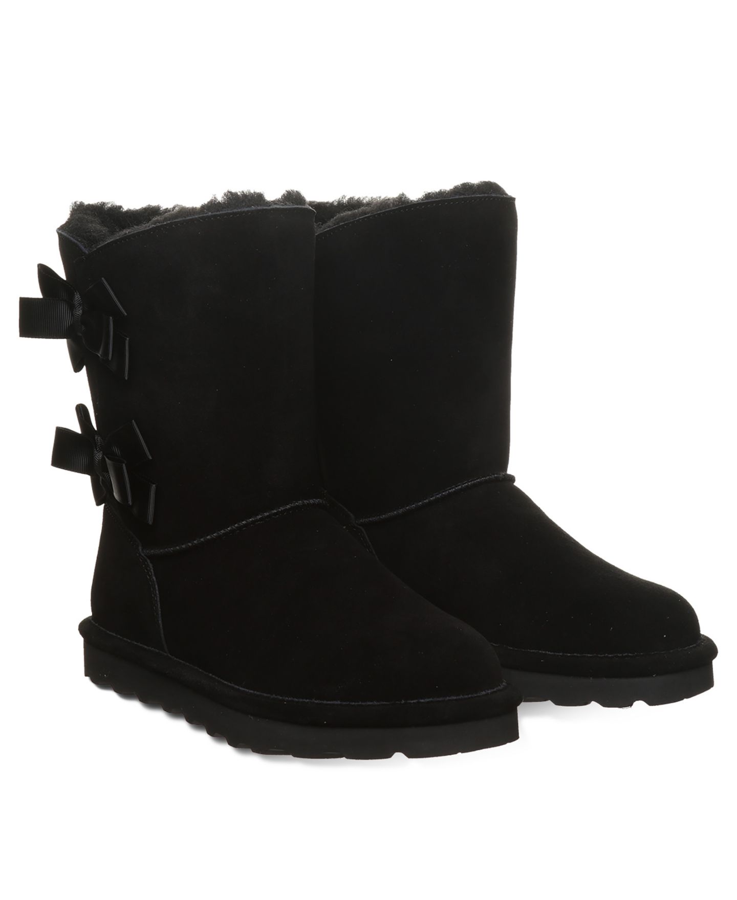 Женские ботинки BEARPAW Zaria Ribbon Bow Detail Mid-Calf, цвет: Чёрный — фото 8