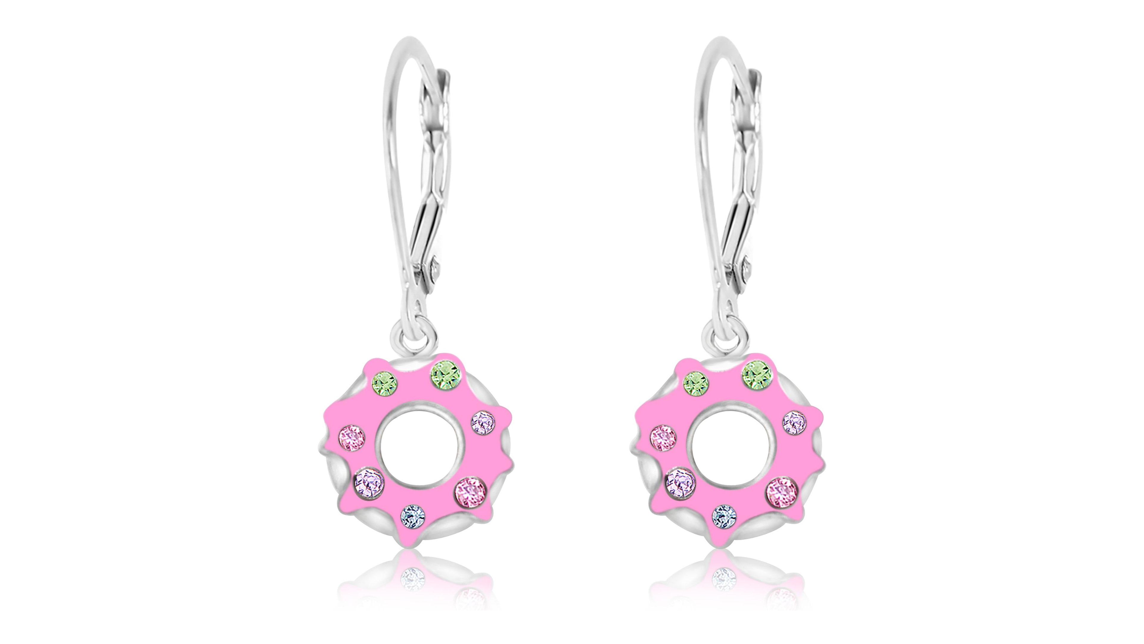 Chanteur Kids Donut Hypoallergenic Earrings for Girls with Sterling Silver Leverbacks