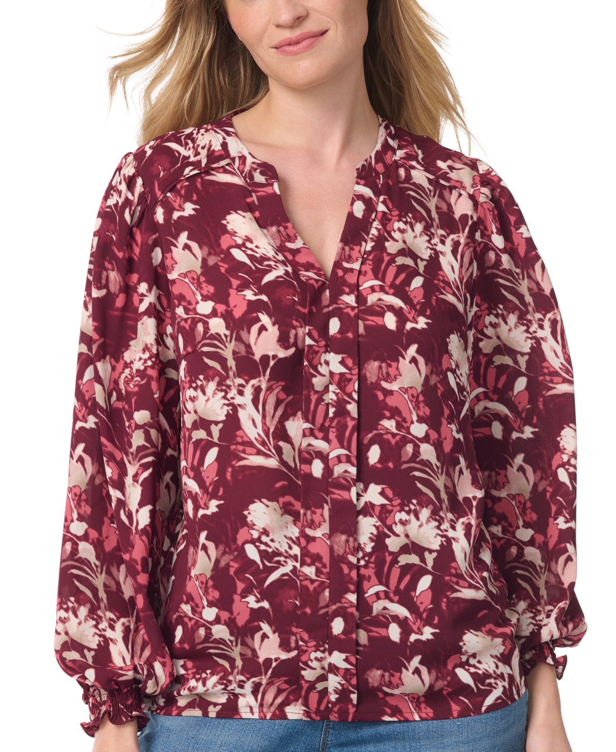 Gloria Vanderbilt Women's Floral V-Neck Blouse