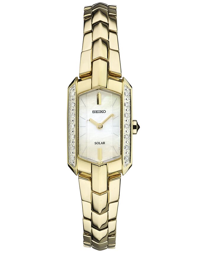 Seiko Women s Solar Tressia Diamond Accent Gold Tone Stainless