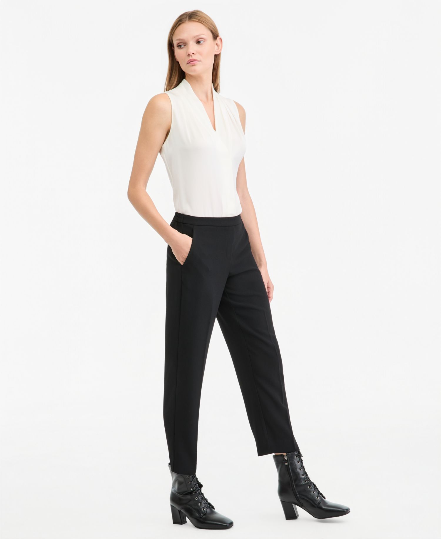 Women's Aubree High-Waisted Crepe Ankle Pants