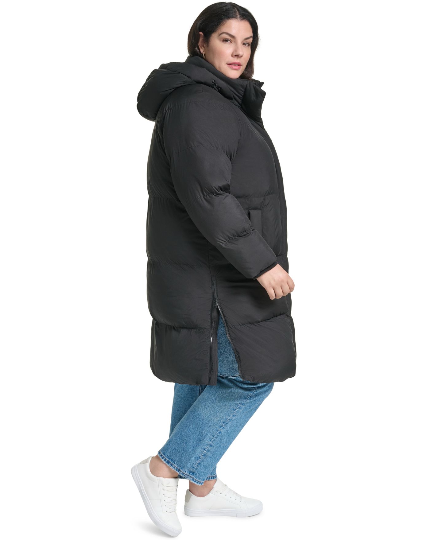 Женская куртка Levi's Plus Size Hooded Puffer Mid-Length, цвет: Чёрный — фото 3