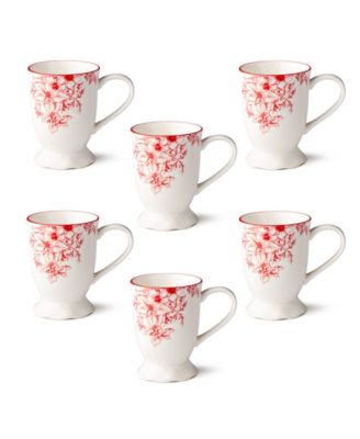 Crimson Noel Mugs, Set of 6