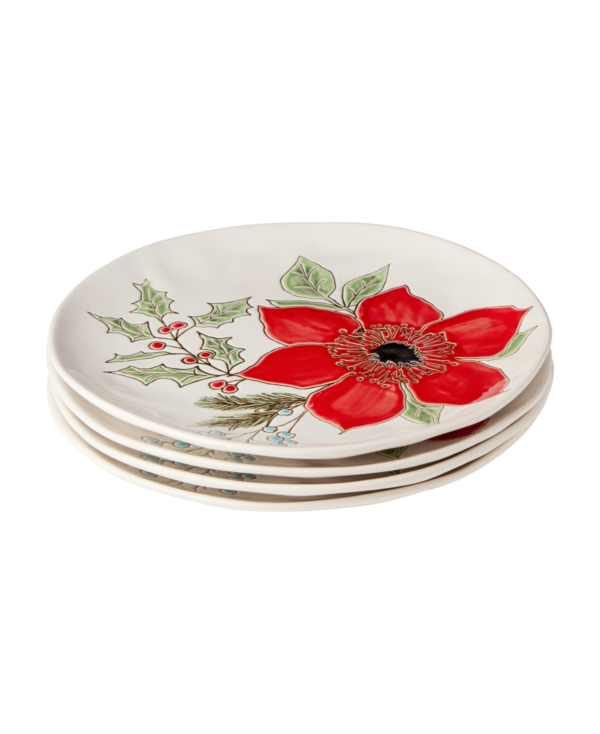 Certified International Festive Blooms Dinner Plates, Set Of 4 In Miscellaneous