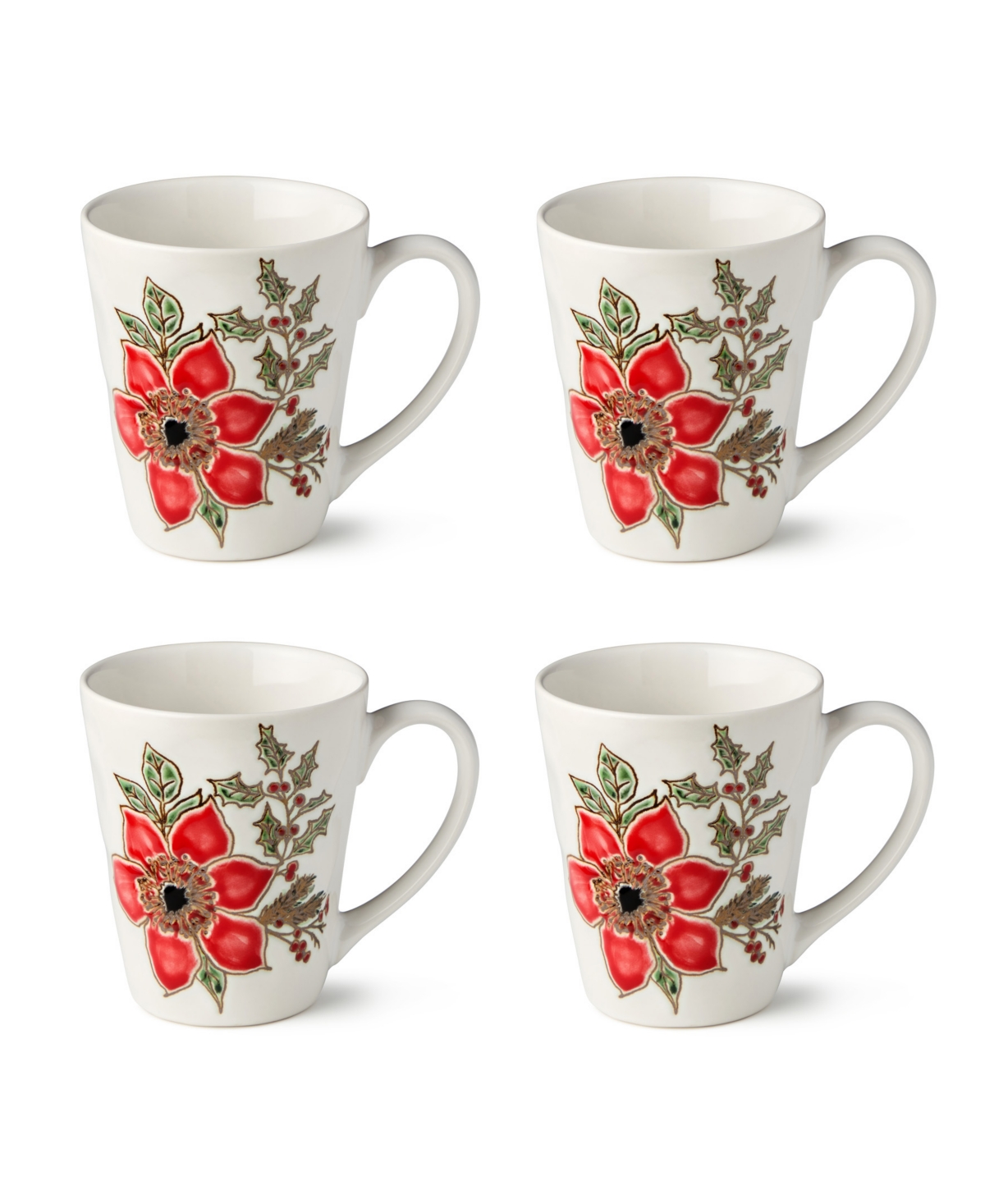 Certified International Festive Blooms Mugs, Set Of 4 In Miscellaneous