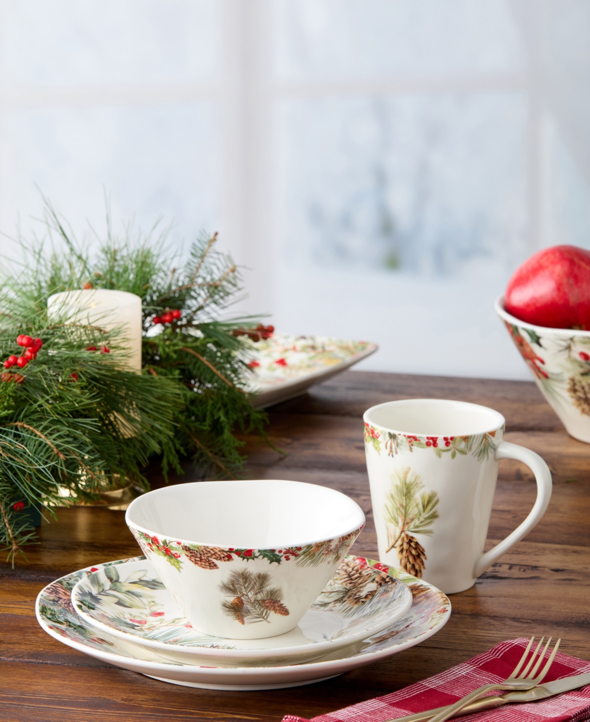 Certified International Woodland 16-Piece Dinnerware Set, Service For 4