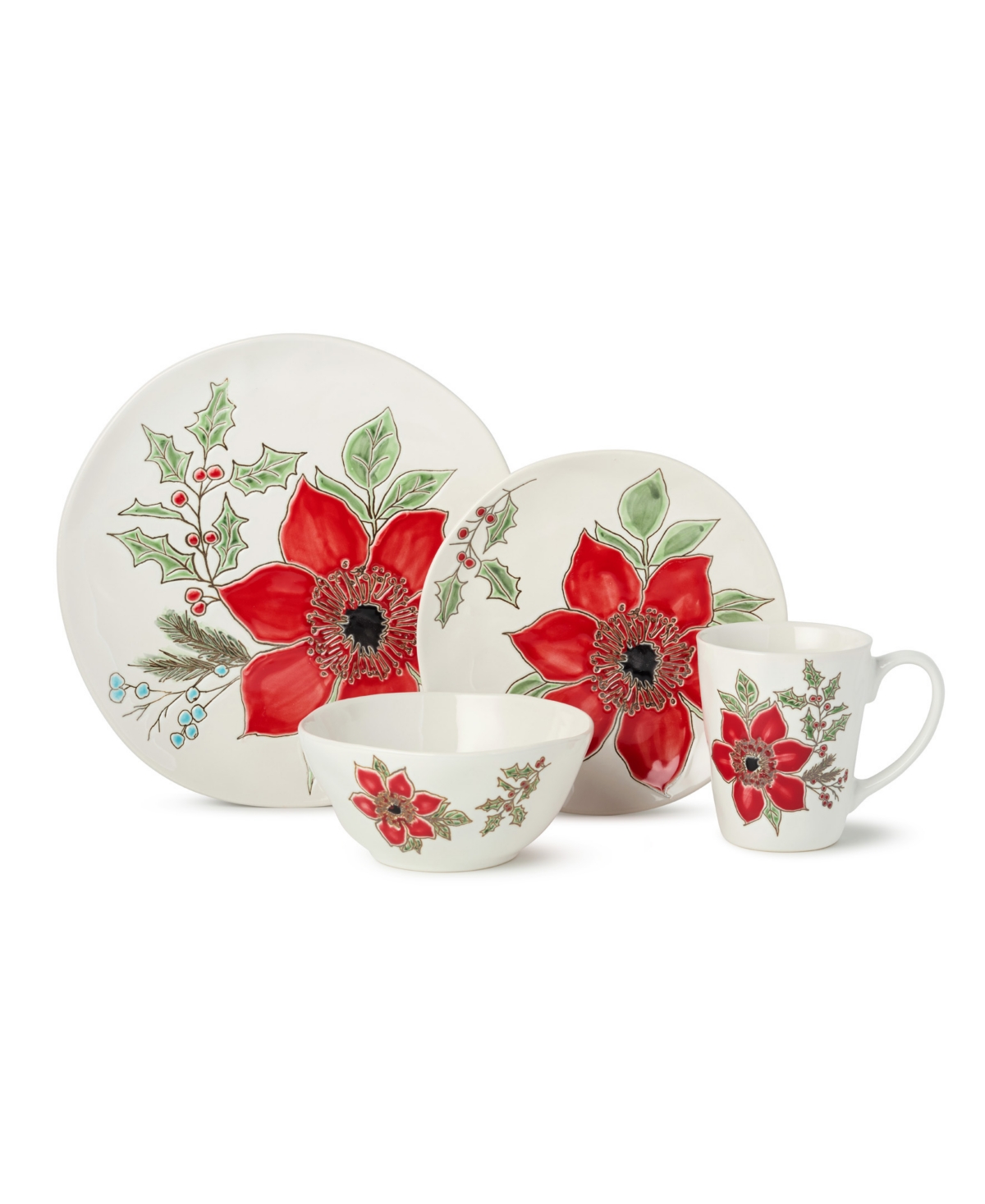 Certified International Festive Blooms 16-Piece Dinnerware Set, Service For 4
