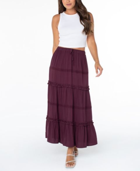 Женская юбка Celebrity Pink Juniors' Tiered Pull-On Maxi, цвет: Malbec