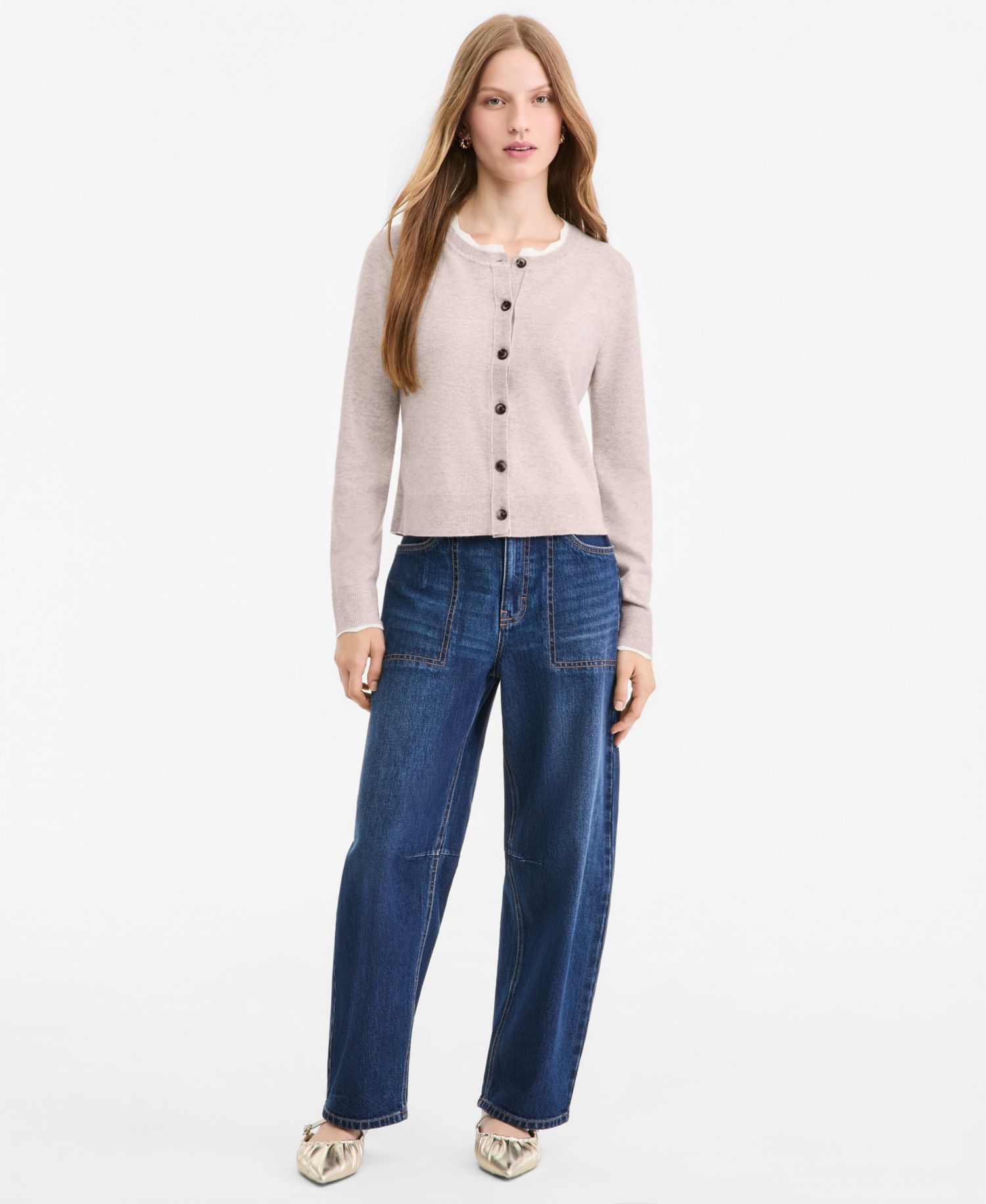 Women's Long-Sleeve Scallop-Trim Cora Cardigan