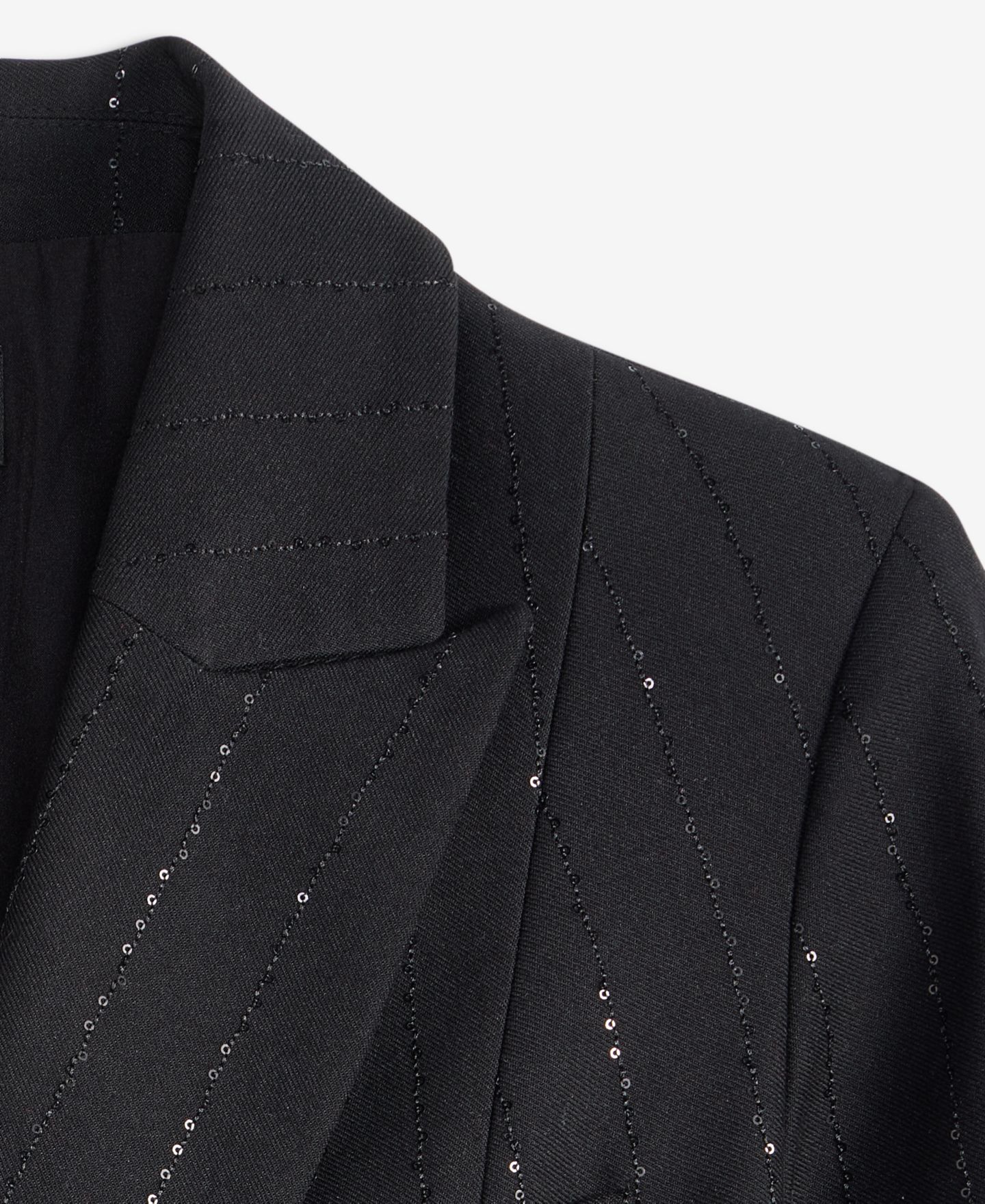 Женский пиджак I.N.C. International Concepts Double-Breasted Sequin Embellished Pinstripe Blazer, цвет: Глубокий чёрный — фото 7