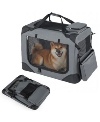 Collapsible Soft Sided Dog Crate 28 in 3 Door Folding Travel Pet Kennel