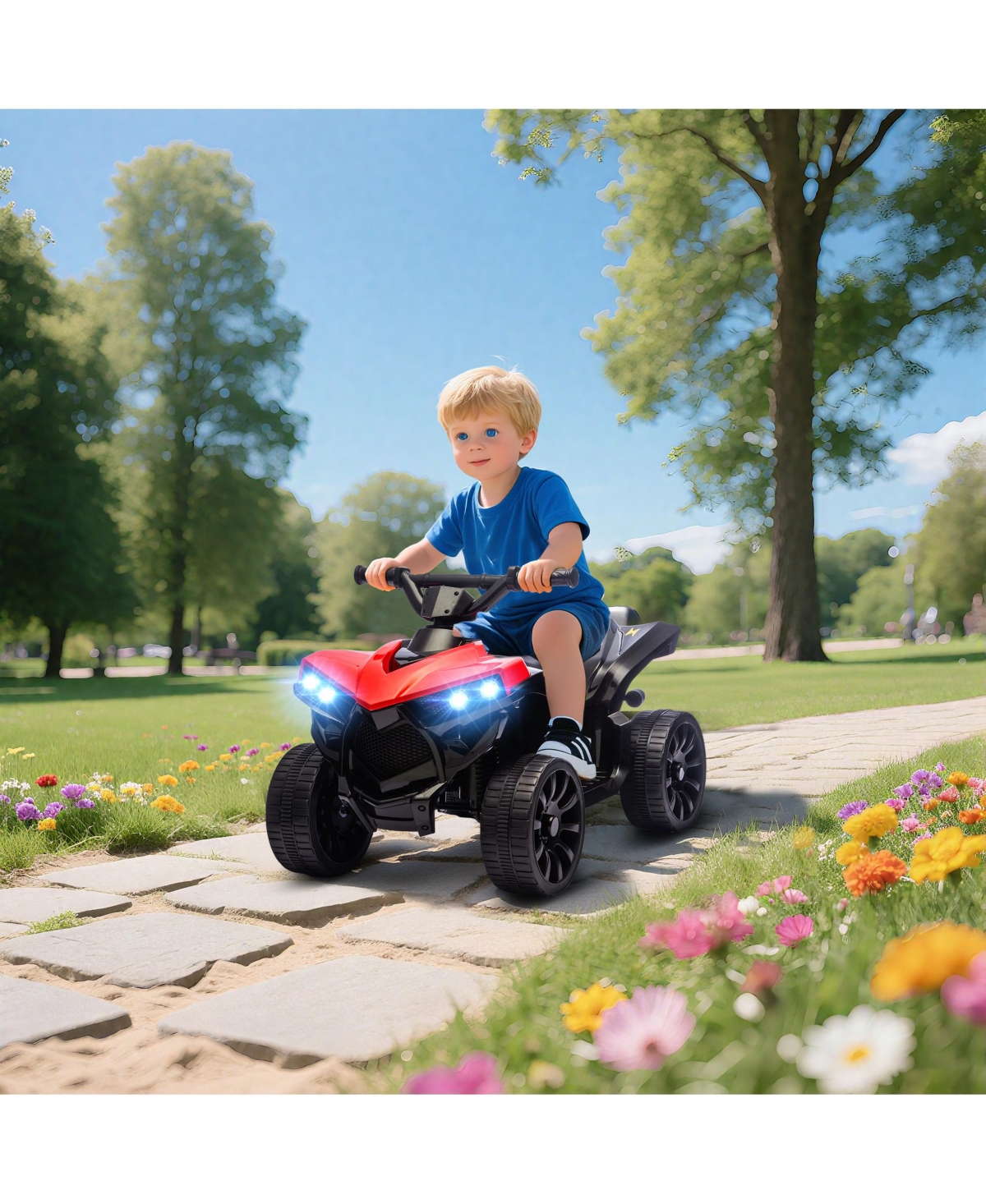 Qaba Kids Atv 4 Wheeler 27.6"L x 16.5"W x 17.7"H 6V Electric Ride-On Atv, 55 lbs. Capacity, Ages 18-56 Months