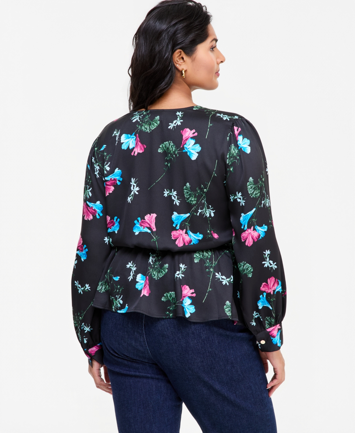 I.n.c. International Concepts Plus Peplum Long-Sleeve Blouse, Macy's Exclusive