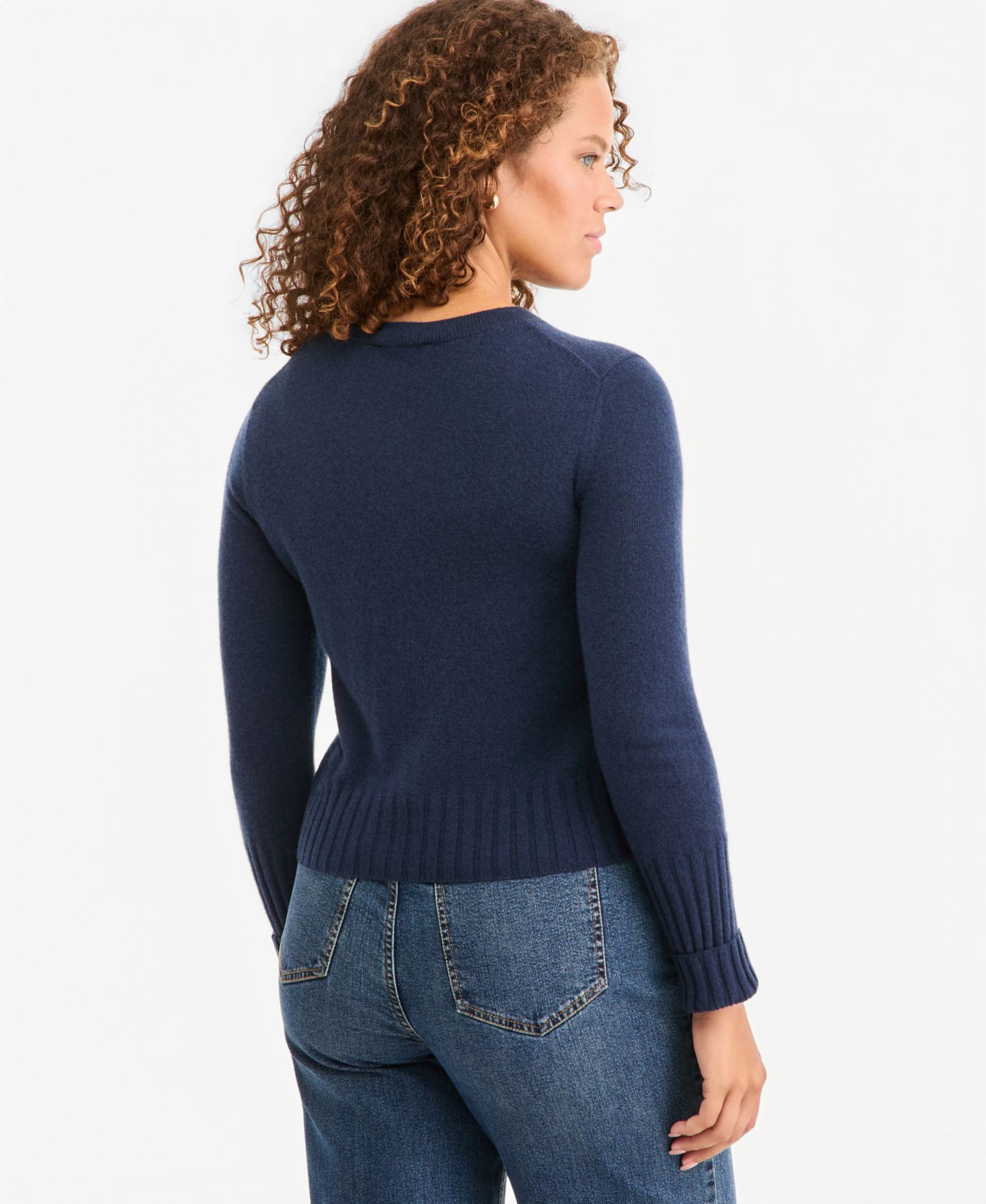 Женский свитер On 34th 100% Cashmere Crewneck Shrunken Pullover, цвет: Тёмно-синий — фото 2