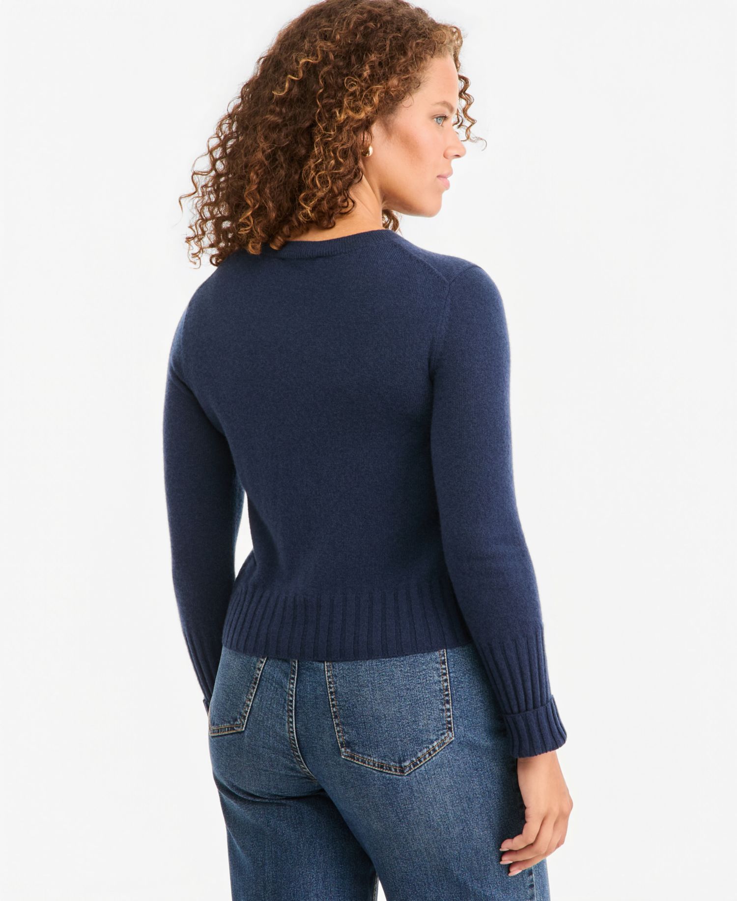 Women's 100% Cashmere Crewneck Shrunken Pullover Sweater