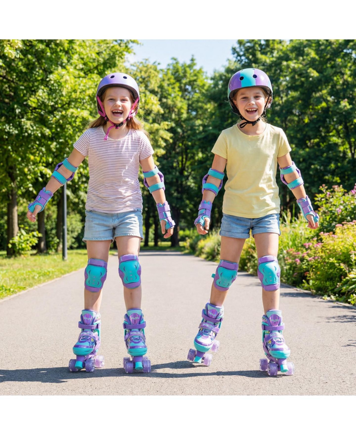 Детские игрушки HONGGE 4-Size Adjustable Light-Up Wheels Kids Roller Skates, Ages 7+, цвет: Фиолетовый — фото 9
