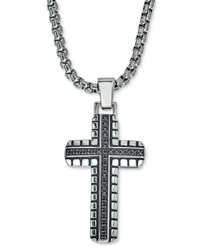 Esquire Men's Jewelry Diamond Cross Pendant Necklace (1/3 ct. t.w.) in ...