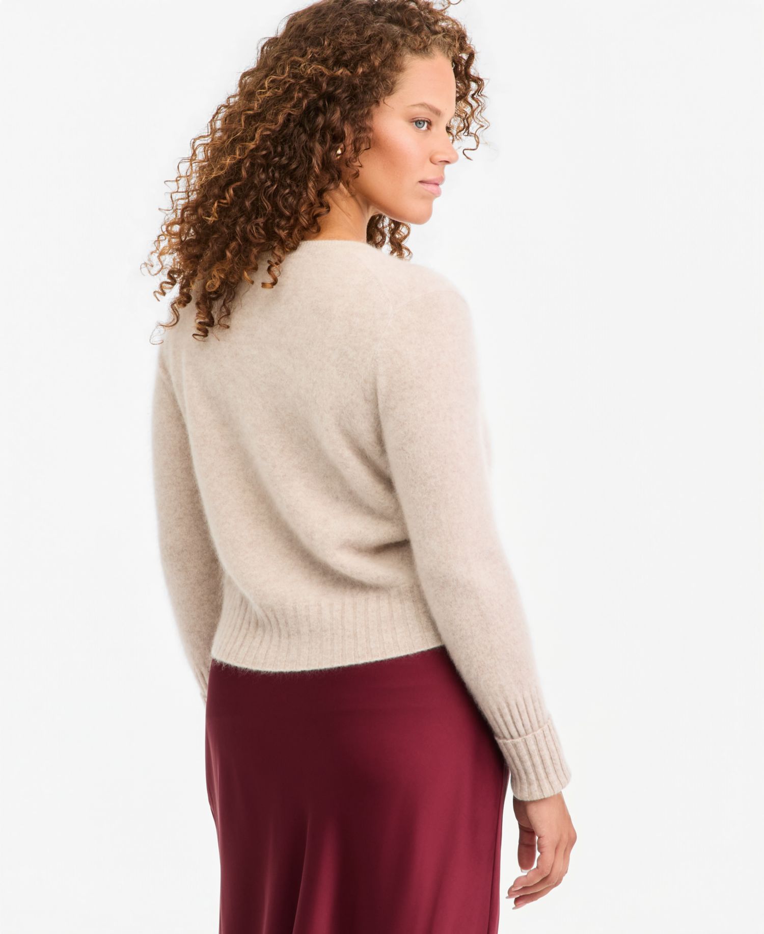 Women's 100% Cashmere Cropped Brushed Shrunken Cardigan