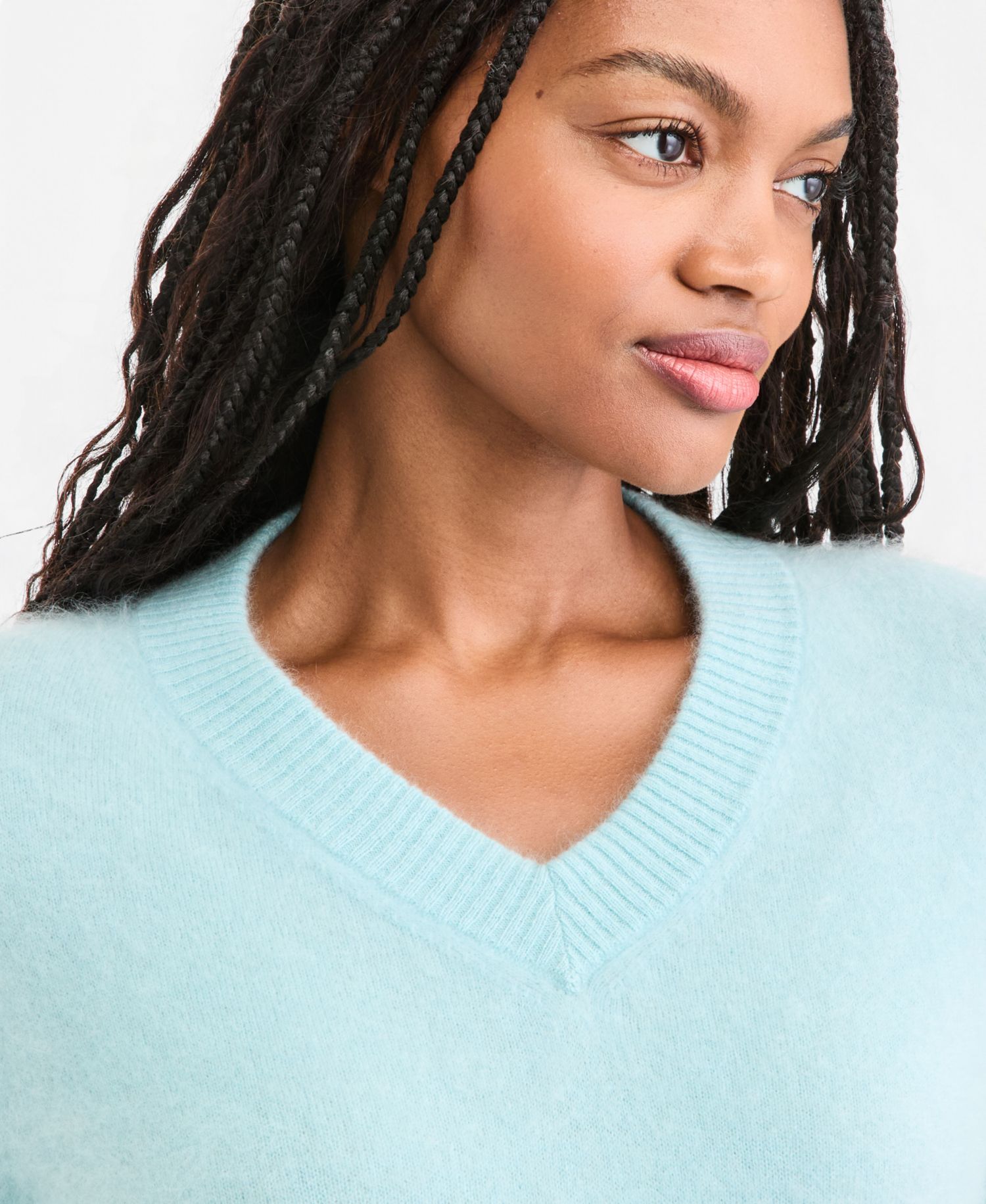 Women's Brushed 100% Cashmere V-Neck Sweater