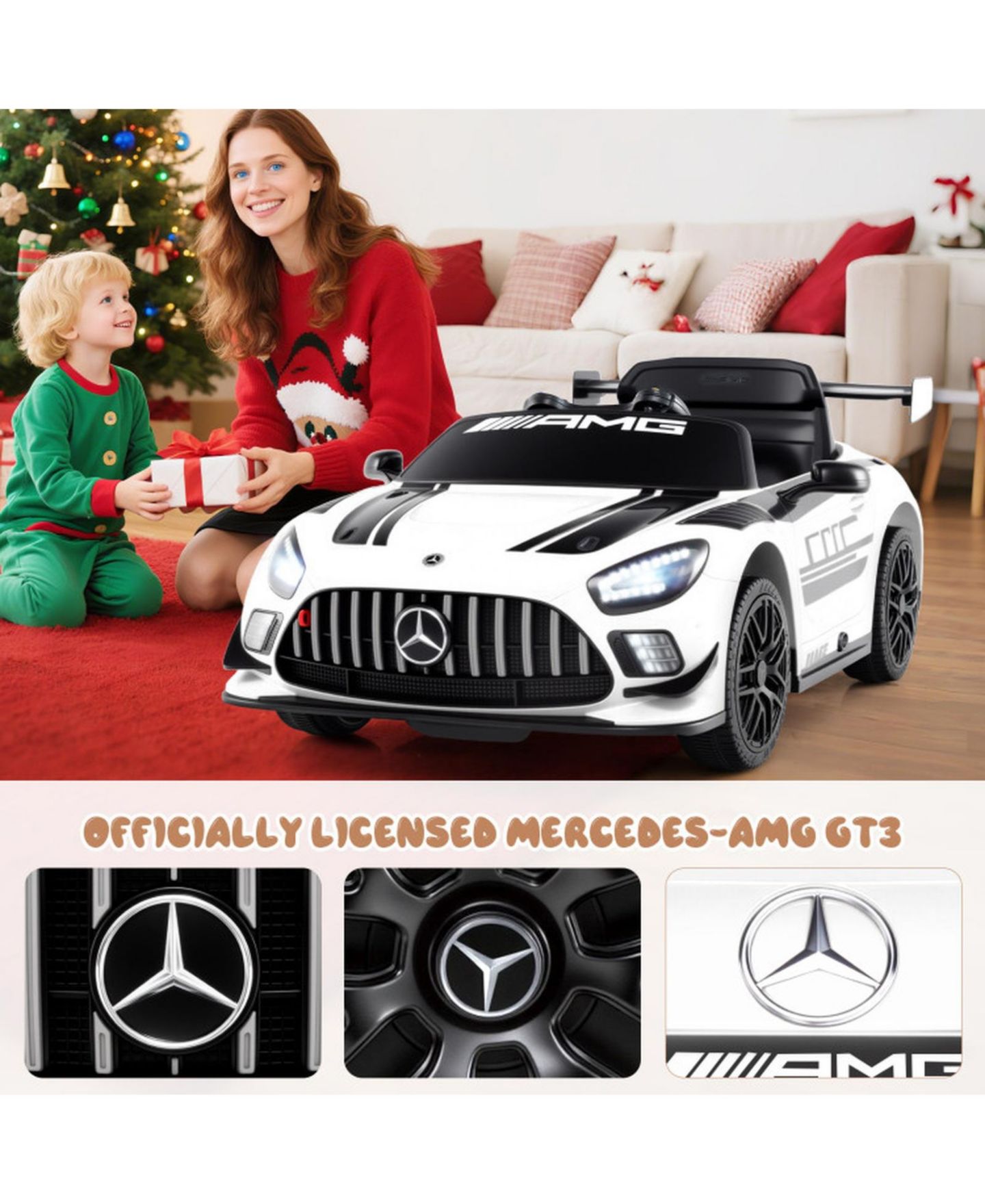 Детская игрушка HONGGE 12V Sports Car Remote Control with Adjustable Speed Ride-On, Ages 3-7, цвет: Белый — фото 10