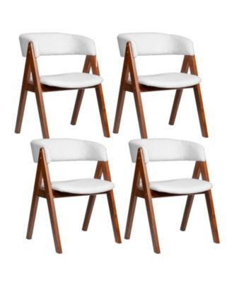 Mid-Century Sherpa Upholstered Dining Chairs Set of 4 with Open Back