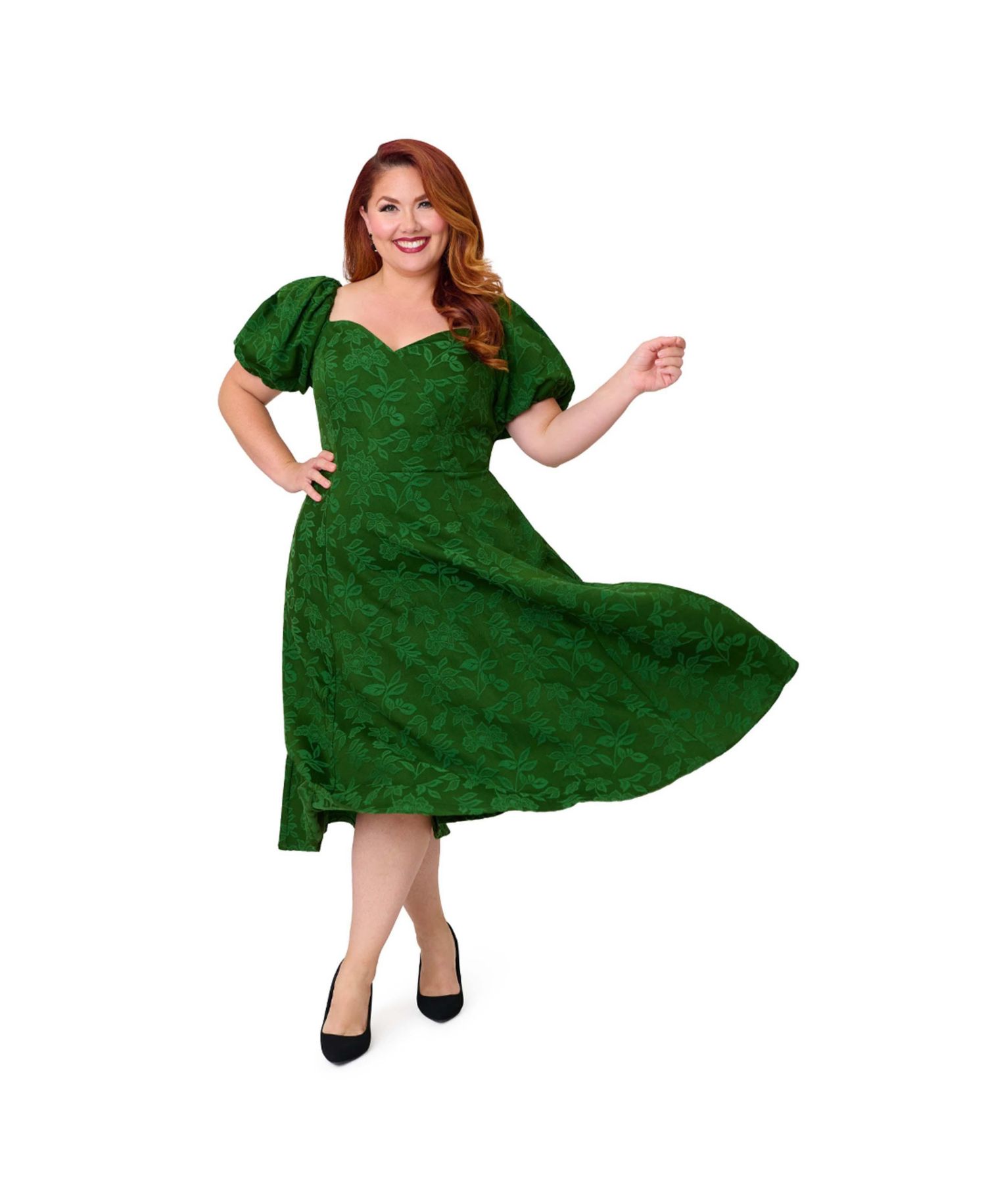 Plus Size Jacquard Sweetheart Swing Dress