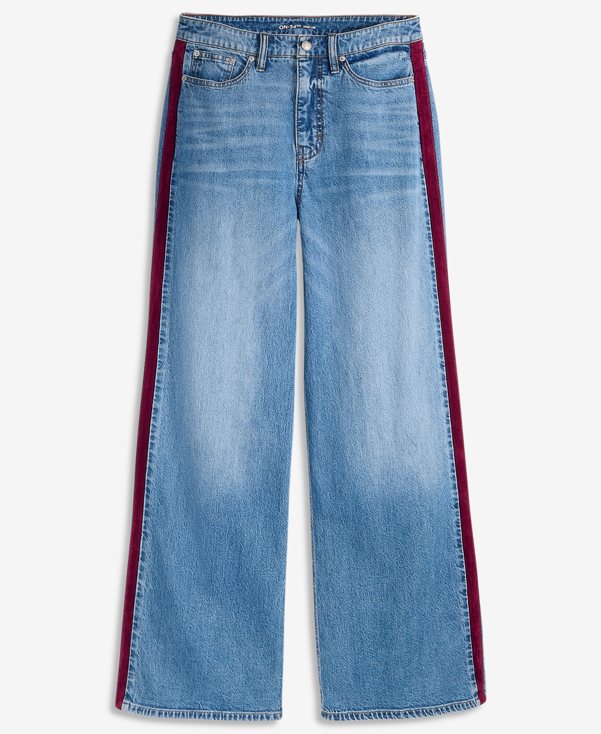 On 34th Women's High-Waisted Wide-Leg Suede Side-Stripe Jeans, Regular & Short, Macy's Exclusive