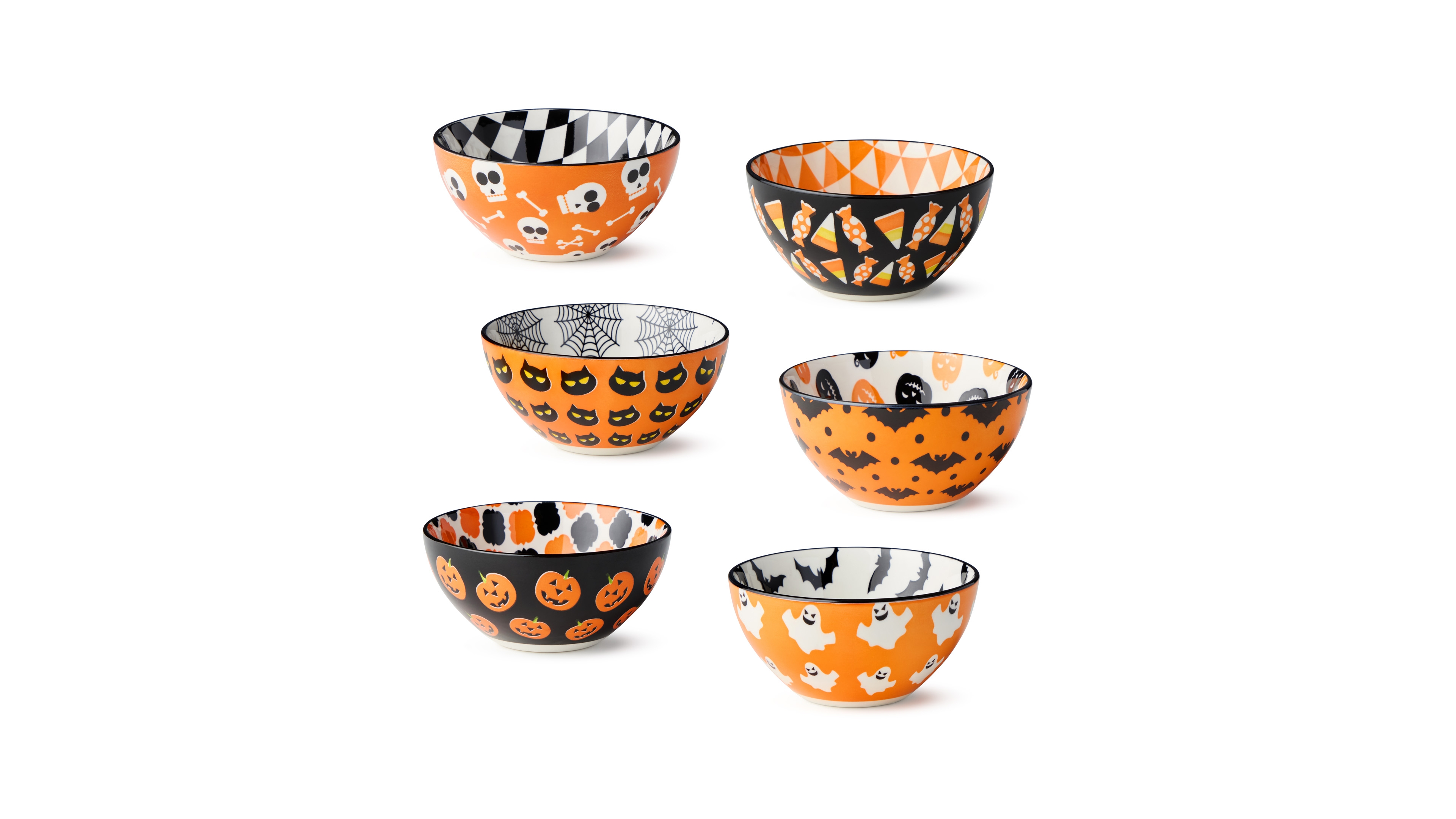 Certified International Halloween Pad Print Bowls, Set of 6