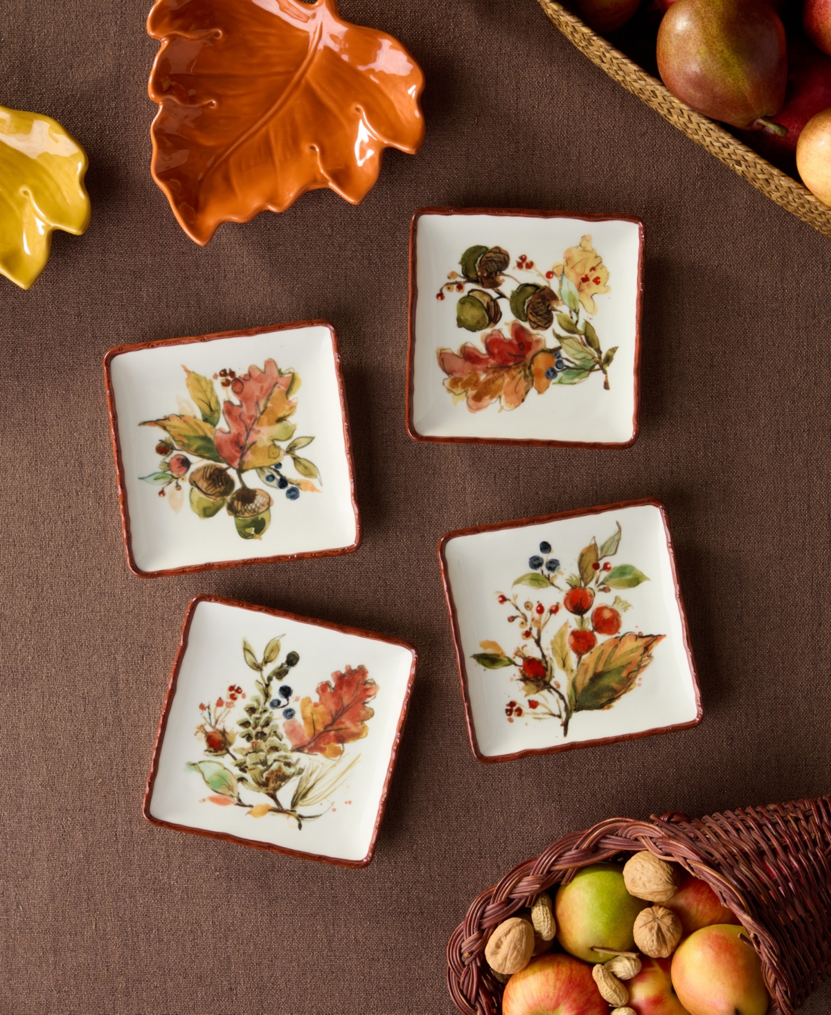 Certified International Autumn Meadows Canape Plates, Set of 4