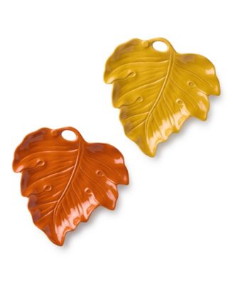 Autumn Meadows Leaf Platters, Set of 2