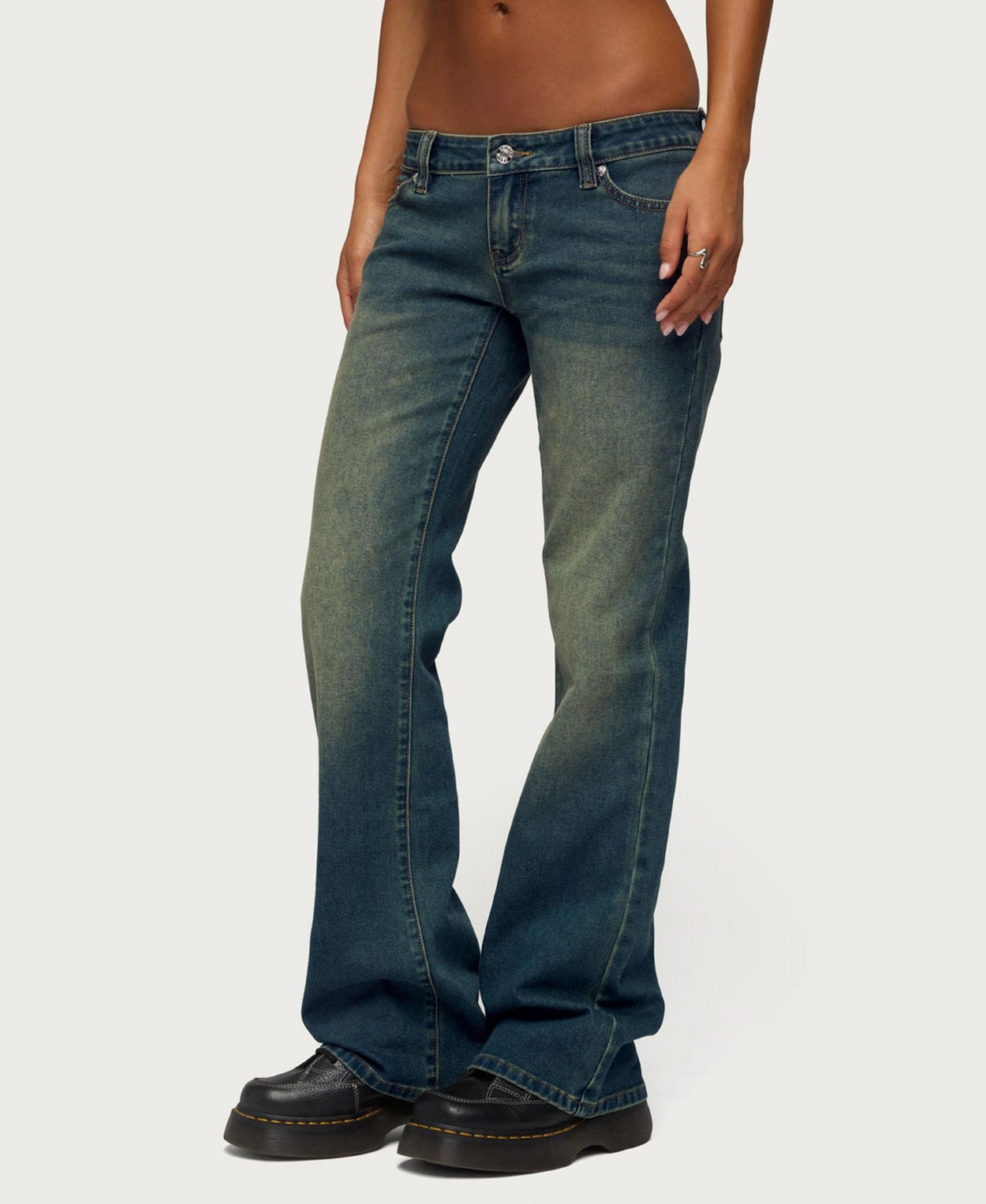 Women's Moonie Low-Rise Bootcut Stretchy Denim Jeans