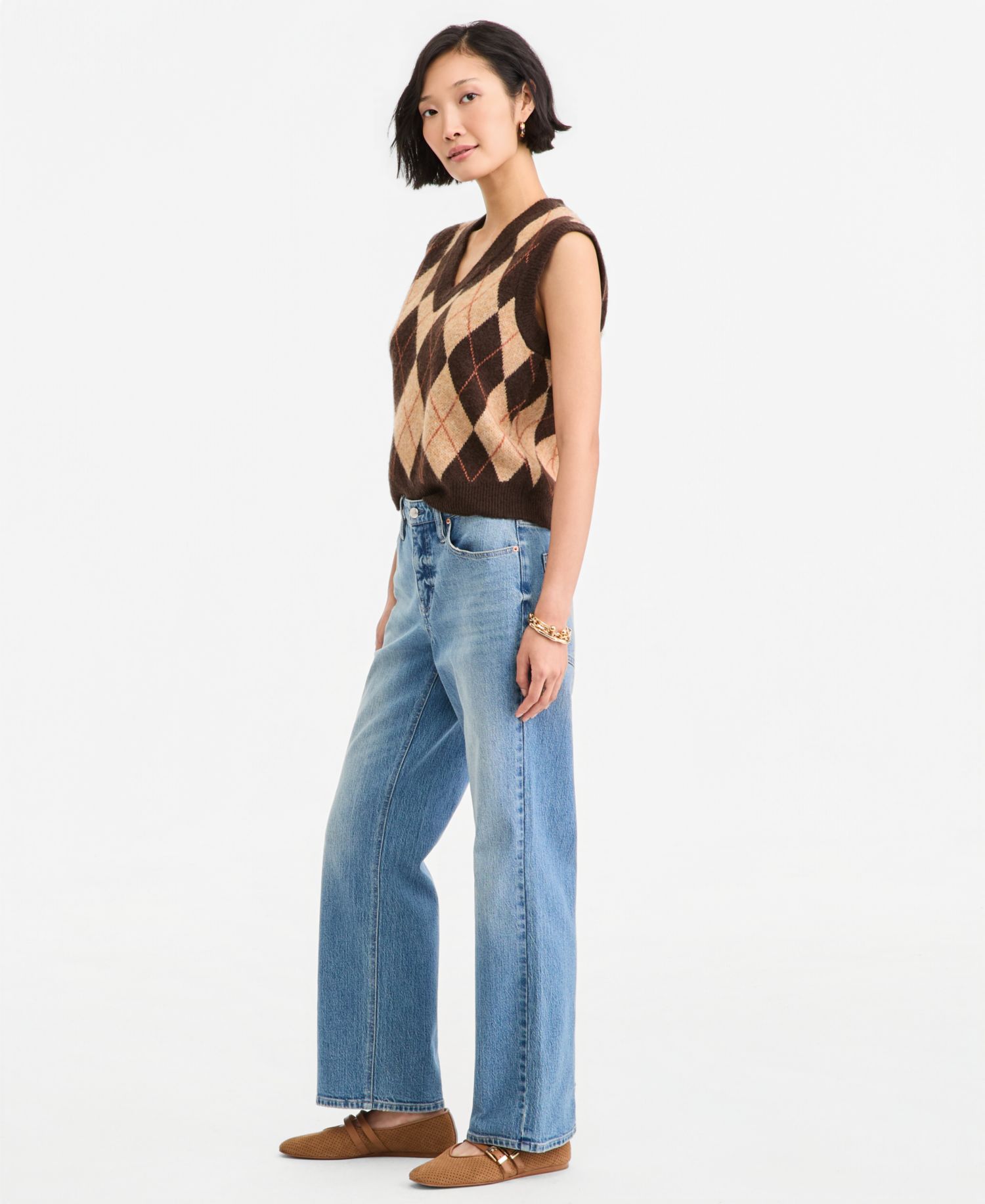 Women's Mid-Rise Relaxed Straight-Leg Denim Jeans