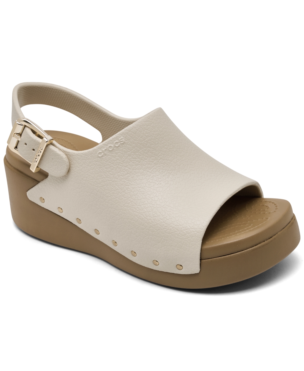 Crocs Women's Dylan Studded Platform Slide Sandals From Finish Line In Frappe,sepia