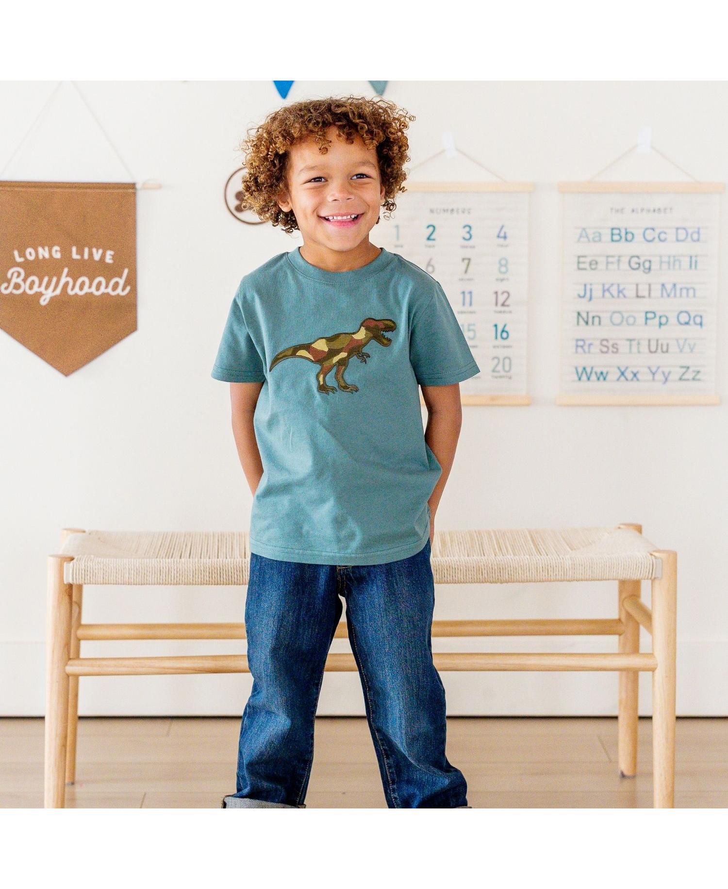 Little Boys Camo Dino Patch Short Sleeve T-Shirt
