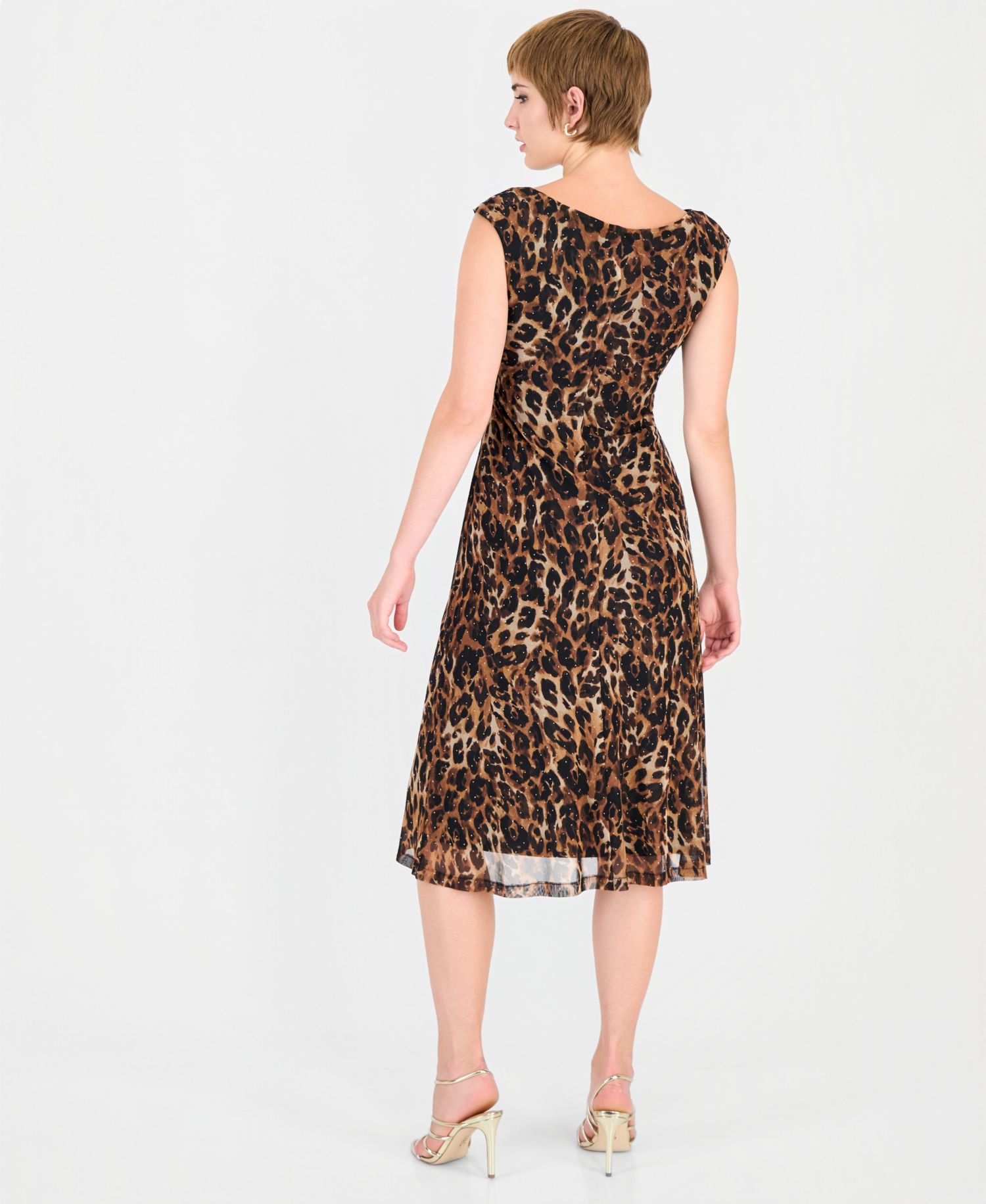 Women's Leopard-Print Allover-Sequin Midi Dress