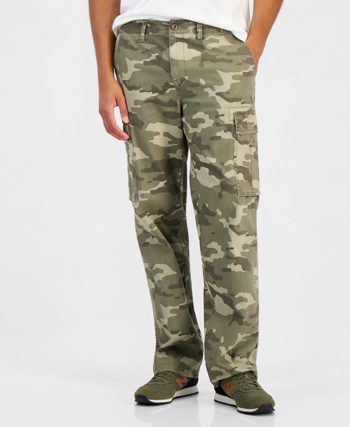 Sun + Stone Men's Angled Camo-Print Cargo Straight-Fit Pants, Macy's Exclusive