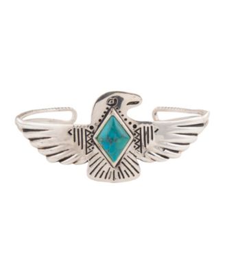 Blue Turquoise and Silver Phoenix Cuff Bracelet