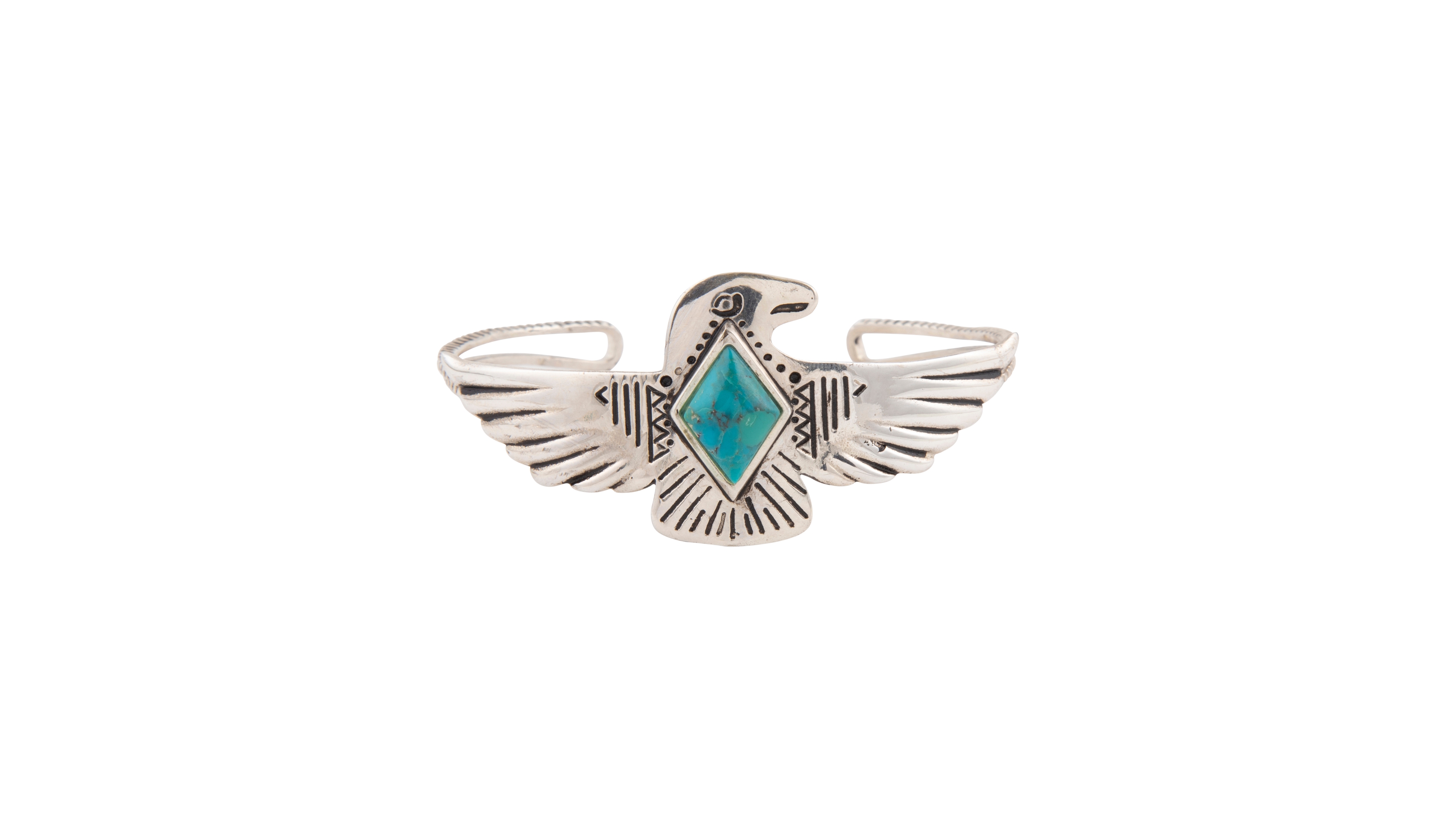 Barse Blue Turquoise and Silver Phoenix Cuff Bracelet
